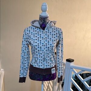 Roxy White and Brown Heart Patterned Women's Jacket